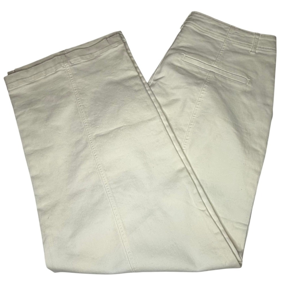 Universal Thread Wide Leg Pants Women 14 Cream Seamed Stretch High Rise Trousers